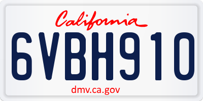CA license plate 6VBH910