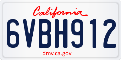 CA license plate 6VBH912