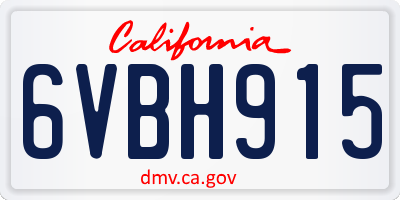CA license plate 6VBH915