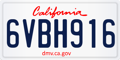CA license plate 6VBH916