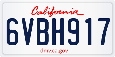 CA license plate 6VBH917