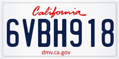 CA license plate 6VBH918