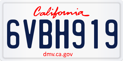 CA license plate 6VBH919
