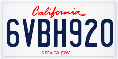 CA license plate 6VBH920