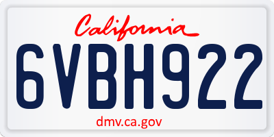 CA license plate 6VBH922