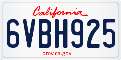 CA license plate 6VBH925