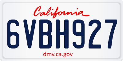 CA license plate 6VBH927