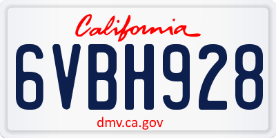 CA license plate 6VBH928