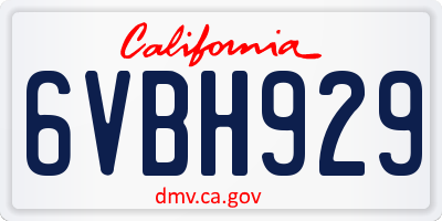 CA license plate 6VBH929