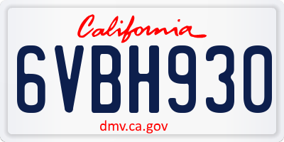 CA license plate 6VBH930