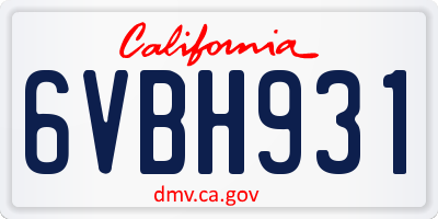 CA license plate 6VBH931