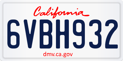 CA license plate 6VBH932