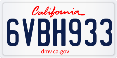CA license plate 6VBH933