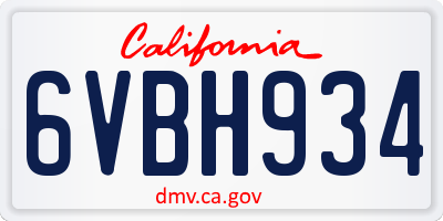 CA license plate 6VBH934