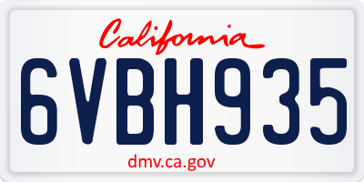 CA license plate 6VBH935