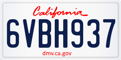 CA license plate 6VBH937