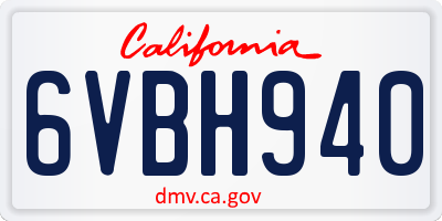 CA license plate 6VBH940