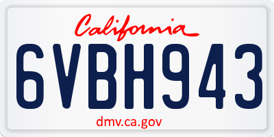 CA license plate 6VBH943