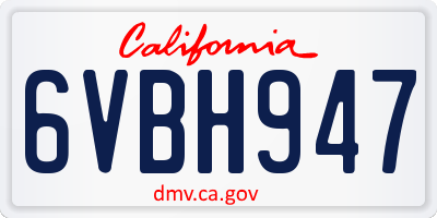 CA license plate 6VBH947