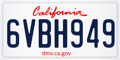 CA license plate 6VBH949