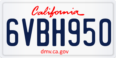 CA license plate 6VBH950
