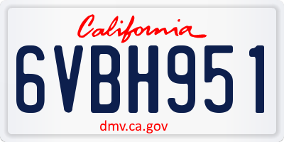 CA license plate 6VBH951