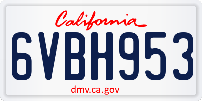 CA license plate 6VBH953