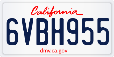 CA license plate 6VBH955