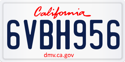 CA license plate 6VBH956