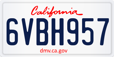 CA license plate 6VBH957