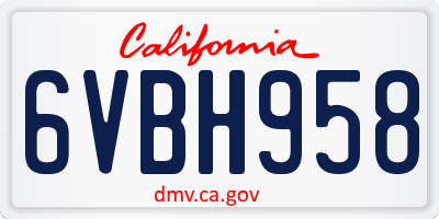 CA license plate 6VBH958