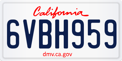 CA license plate 6VBH959