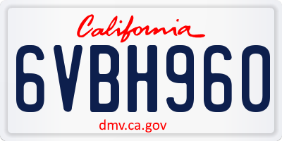 CA license plate 6VBH960