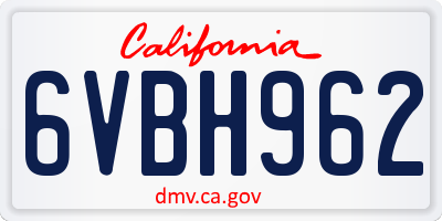 CA license plate 6VBH962