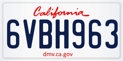 CA license plate 6VBH963