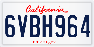 CA license plate 6VBH964