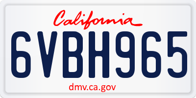 CA license plate 6VBH965
