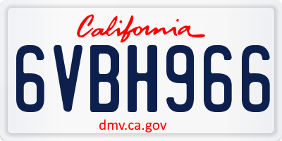 CA license plate 6VBH966