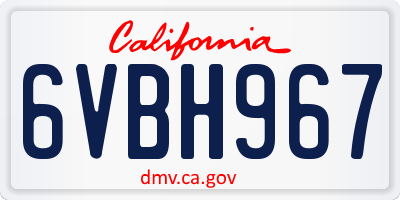 CA license plate 6VBH967