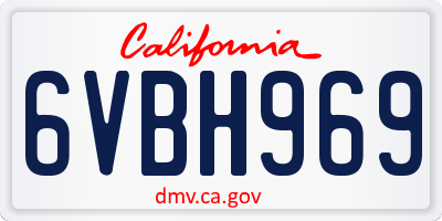 CA license plate 6VBH969