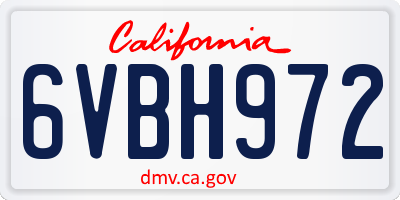 CA license plate 6VBH972