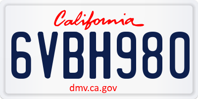 CA license plate 6VBH980