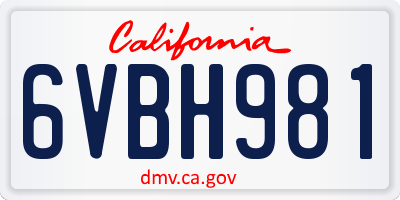 CA license plate 6VBH981