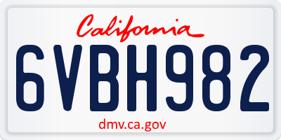 CA license plate 6VBH982
