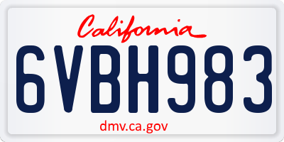 CA license plate 6VBH983