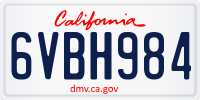 CA license plate 6VBH984