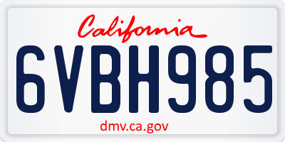 CA license plate 6VBH985