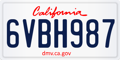 CA license plate 6VBH987
