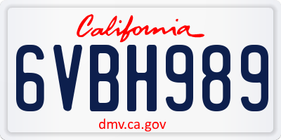 CA license plate 6VBH989