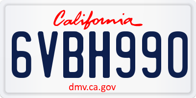 CA license plate 6VBH990